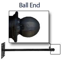Ball End - 48" <font color=#FF0000>Adjustable</font> - <font color=#FF0000>Wall Mount</font> Straight Arm Bracket