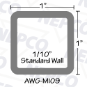 Aluminum Tubing, Square (1" x 1" x 1/10")