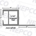 Aluminum Staple System Tubing, Square (1" x 1" x 1/10") w/1" Flange (Side Staple)