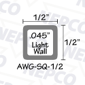 Aluminum Tubing, Square (1/2" x 1/2" x .045")