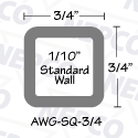 Aluminum Tubing, Square (3/4" x 3/4" x 1/10")