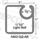 Aluminum Tubing, Square with Awning Rail (1" x 1" x 1/16")