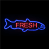 "Fresh" In Live Fish Graphic Neon Sign - (10" x 32")