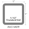 Aluminum Tubing, Square (1" x 1" x 1/10")