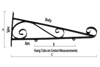 24" Economy Scroll Bracket - Hanging Sign Bracket