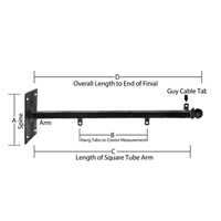 Ball End - 48" <font color=#FF0000>Fixed</font> - <font color=#FF0000>Wall Mount</font> Straight Arm Bracket