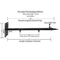 Square Spear - 36" <font color=#FF0000>Fixed</font> - <font color=#FF0000>Wall Mount</font> Straight Arm Bracket