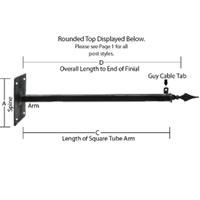 Flat Spear - 60" <font color=#FF0000>Adjustable</font>  - <font color=#FF0000>Wall Mount</font> Straight Arm Bracket