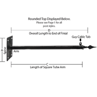 Flat Spear - 48" <font color=#FF0000>Adjustable</font>  - <font color=#FF0000>Wall Mount</font> Straight Arm Bracket