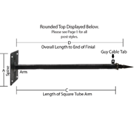 Square Spear - 48" <font color=#FF0000>Adjustable</font>  - <font color=#FF0000>Wall Mount</font> Straight Arm Bracket