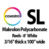 Tuffak Polycarbonate Reels - 8' White (3/16" thick x 100" wide Roll)
