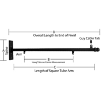 Flat End - 60"<font color=#FF0000> Fixed</font> - <font color=#FF0000>Pole Mount</font> Straight Arm Bracket